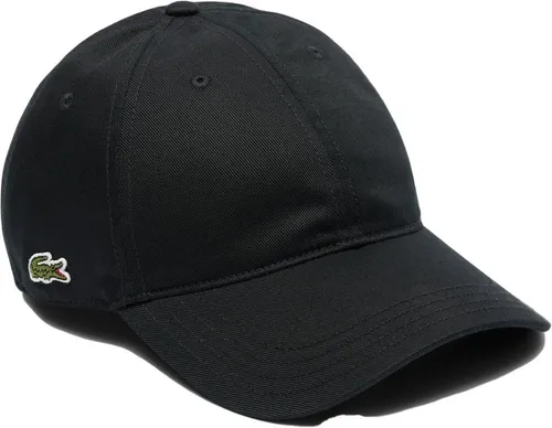 Lacoste Unisex RK0440 Baseballmütze in Schwarz - Verstellbare Baseballmütze aus nachhaltigem Bio-Baumwoll-Twill, mit kultigem LACOSTE-Design und Fischgrät-Streifen – Ideal für stilvolle Freizeitlooks.