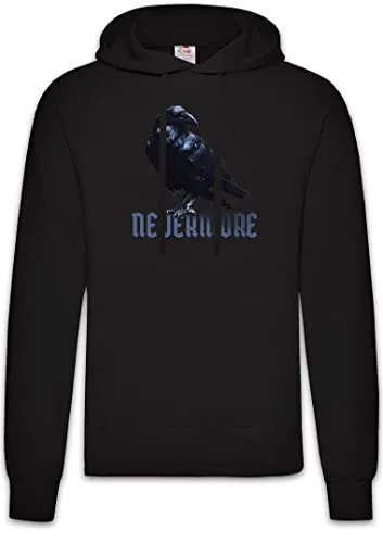 Urban Backwoods Nevermore Raven Herren Hoodie - Hoodie mit Edgar Allan Poe Motiv, hochwertig und nachhaltig produziert, ideal als Geschenk für Horror-Fans und Literaturliebhaber.