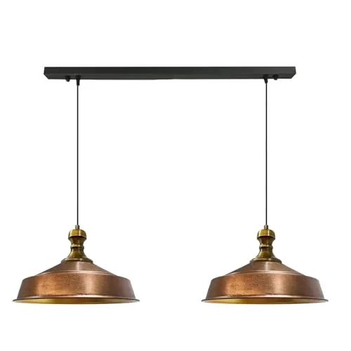 Bamyum Pendelleuchte Asletl-Knob 2-Flammige Hängelampe - Hängeleuchten im Vintage-Stil, aus hochwertigem Metall, höhenverstellbar und ideal für jeden Raum. Erstellen Sie ein industrielles Ambiente mit dieser eleganten Lampe.