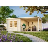 Gartenhaus Holz 28mm ELLA 550x320cm mit Doppeltür - Gartenhaus aus hochwertigem Holz, 28mm Wandstärke, ideal für die Lagerung und als gemütlicher Rückzugsort im Garten.