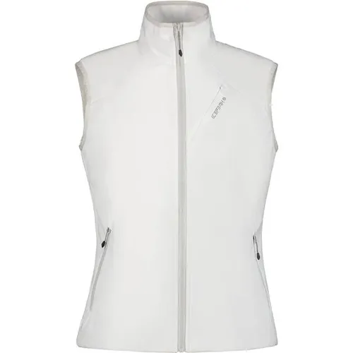 ICEPEAK Weste für Damen BRUSH, Weiß, Größe 38 - Funktionale Softshell-Weste für Damen mit 10.000 mm Wassersäule und 5.000 mvp Atmungsaktivität. Ideal für Outdoor-Aktivitäten, elastisch und mit praktischen Taschen ausgestattet.