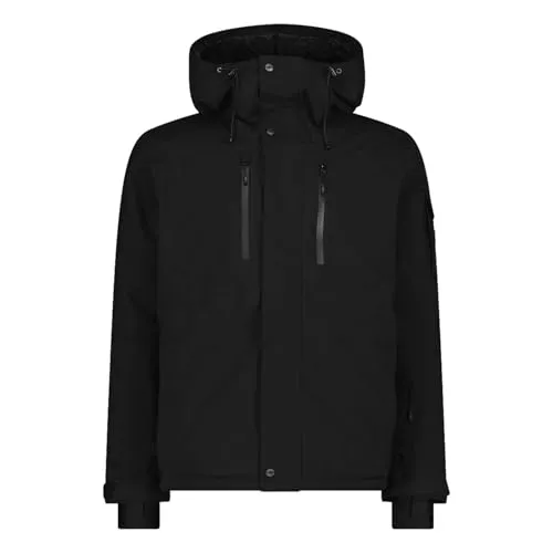 CMP Herren Skijacke mit Kapuze - Schwarz, Größe 52 - Funktionsjacke mit wasserabweisender Behandlung und Clima Protect Membran für optimale Wasserdichtigkeit und Atmungsaktivität. Ideal für Ski und Outdoor-Aktivitäten.