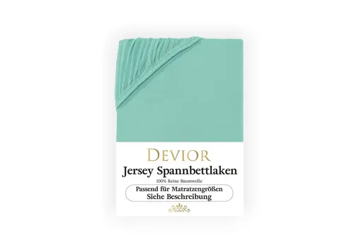 Devior Spannbettlaken für Standardmatratzen und Kinderbetten - 100% Baumwolle, 135 g/m², Jersey, Gummizug: Rundumgummizug, Anti-Statisches, atmungsaktives Laken mit Einlaufschutz - 140 x 200 cm