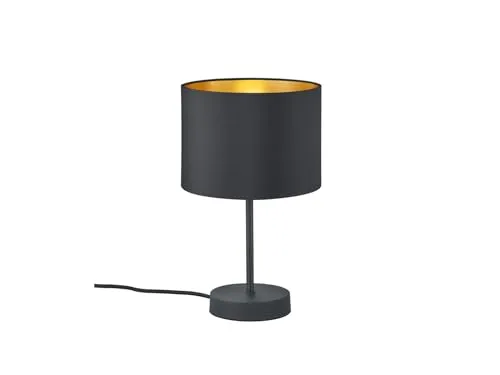 Tischleuchte mit Stoffschirm Schwarz - innen Gold, Höhe 33cm - Tischlampen mit modernem Design, dimmbar in 3 Stufen und mit austauschbarem E27 LED Leuchtmittel für warmweißes Licht. Ideal für stimmungsvolle Beleuchtung in jedem Raum.