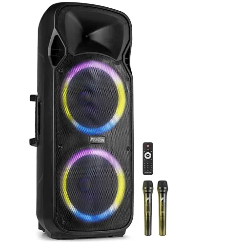 Fenton FT212LED MK2, Partybox Bluetooth Lautsprecher Groß 1400W, Musikbox Bluetooth Groß, 15