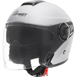 Germot GM 660 Jethelm, silber, Größe XS - Motorradhelm mit langem Visier für optimalen Schutz und Komfort bei Fahrten. Ideal für stilbewusste Männer.