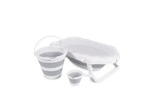 Cangaroo Badewannen-Set Hawaii 4-teilig faltbar - Badewannen & -sitze für Babys: Platzsparendes, faltbares Set mit integriertem Wasserablauf und Ablagefächern – ideal für unterwegs und kleine Wohnungen.