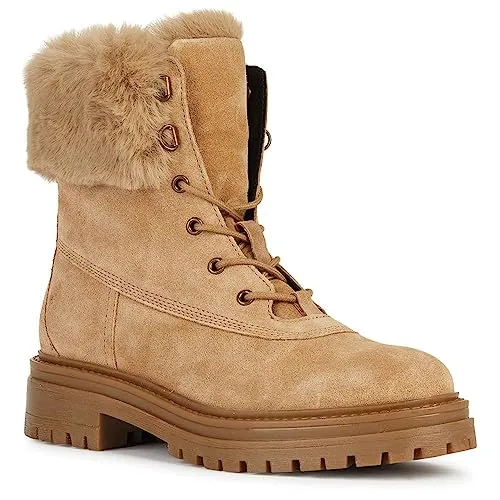 Geox Damen D IRIDEA Ankle Boot, Toffee/BEIGE, 36 EU - Wanderschuhe mit Blockabsatz, bequem und stilvoll, ideal für Outdoor-Aktivitäten und Spaziergänge.