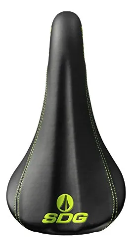SDG Bel-Air RL Sattel, Stahl 7x7mm, black/green - Fahrradsattel für All-Terrain mit zusätzlicher Hüftunterstützung und leichtem Bergauffahren. Weiche Polyurethan-Polsterung und strapazierfähige Nylon-Glasfaser-Sitzschale.