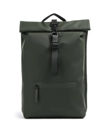 Rains Rolltop Rucksack dunkelgrün RAINS-13320-03 - Stylischer Rucksack aus wasserabweisendem Polyurethan und Polyester, ideal für alle Wetterbedingungen und perfekt für den urbanen Lifestyle.