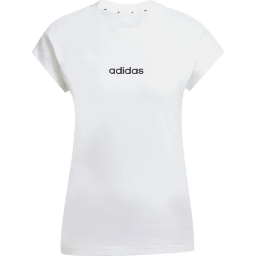 adidas Damen Essentials LINEAR Cotton T-Shirt, White/Black, M (M) (JC8239)