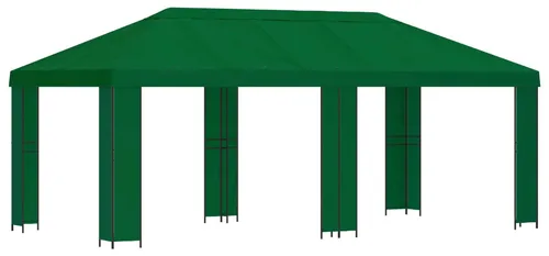 vidaXL Garten Pavillon 6 x 3 m in Grün - Stylischer Gartenpavillon aus robustem Polyester und pulverbeschichtetem Stahl. Ideal für Sommerfeste, schützt vor Sonne und sorgt für angenehme Luftzirkulation. Perfekt für gesellige Events im Freien.