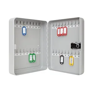 Wedo Schlüsselkasten 10243637 mit Zahlenschloss - Schlüsselschrank aus pulverbeschichtetem Stahl mit 36 Haken, ideal für platzsparende und sichere Schlüsselaufbewahrung dank 3-stelligem Zahlenschloss.