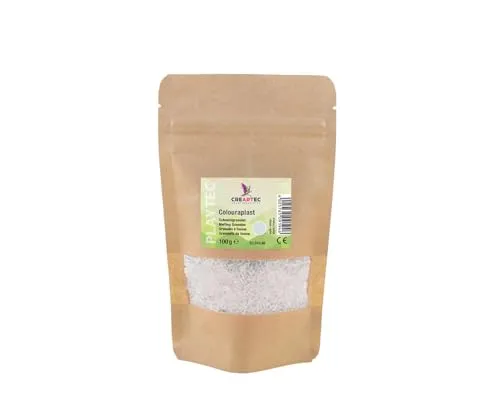 CREARTEC Colouraplast - Kunststoffperlen/Schmelzgranulat - Farbe: weiß - Menge: 100g - Ideal für Fensterbilder, Mobiles und kleine Kunstwerke - Witterungsbeständig - Made in Germany