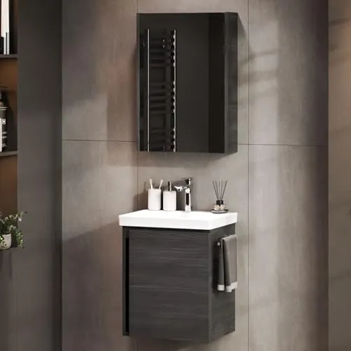 Badmöbel-Set mit Spiegelschrank 50cm (Anthrazit) von Planetmöbel