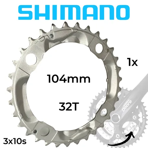 Shimano DEORE FC-M532 Fahrrad Kurbel MTB Ersatz mittleres Kettenblatt 104 32T