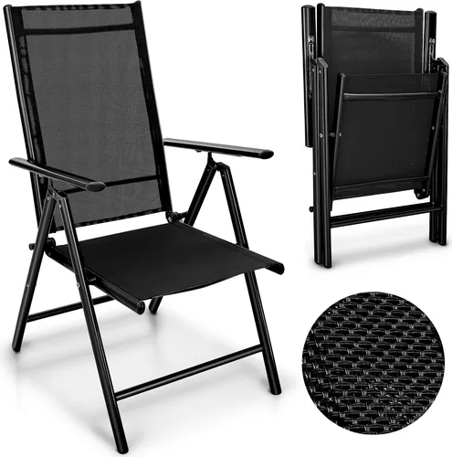 tillvex Gartenstuhl Schwarz klappbar aus Aluminium