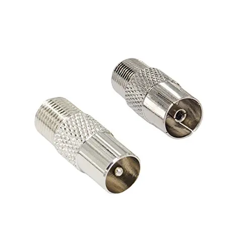 HB-Digital 2-Teiliges SAT Antennen Adapter Set - Antennen-Stecker (männlich) und Antennen-Buchse (weiblich) auf F-Buchse (SAT, weiblich)