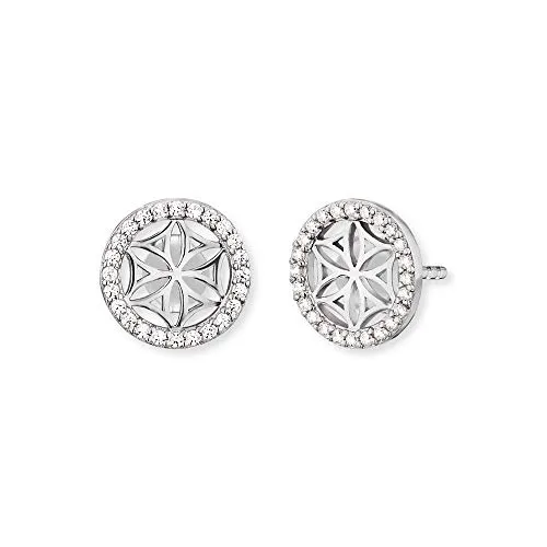 Engelsrufer Damen Ohrringe Lebensblume aus Sterling Silber - Ohrringe für Damen mit 48 funkelnden Zirkonia Steinen, nickelfrei und ideal für Allergiker. Die Lebensblume symbolisiert Harmonie und Lebensfreude, perfekt kombinierbar mit anderem Schmuck.