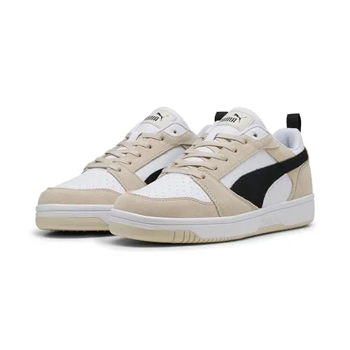 PUMA REBOUND V6 LOW SD Sneaker, Gr. 37 - Sportliche Sneaker mit SOFTFOAM+ Einlegesohle für hohen Komfort. Ideal für Basketball und den Alltag, in der trendigen Farbkombination Alpine Snow, PUMA Black und PUMA White.
