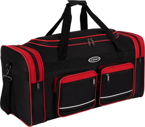 EAAKIE Sporttasche - Vielseitige Reisetasche in Rot - Sporttasche für Damen, Herren und Kinder, ideal für Fitness und Reisen. Mit 60 l Volumen, 5 Fächern und komfortablem Schulterriemen.