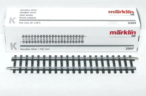 Märklin H0 K-Gleis 2207 - 10 Stück Gerades Gleis 156mm, zuverlässige Stromführung und einfache Montage für Modelleisenbahnen