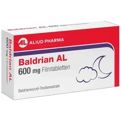 Baldrian Al 600 mg Filmtabletten - Pflanzliches Produkt für Jugendliche ab 12 Jahren und Erwachsene, unterstützt bei nervöser Anspannung und fördert einen erholsamen Schlaf. Enthält Lactose.