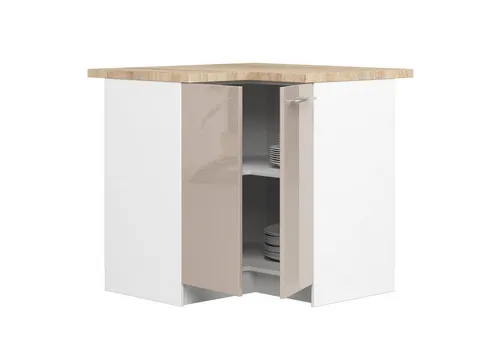 Raumhirsch Furniture Eck-Küchenunterschrank Oliwia, Weiß, Holzwerkstoff, 90x85x46 cm