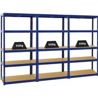 PROREGAL Mega Deal 3x Schwerlastregal Slim Elephant S 180x90x45 cm – 350 kg Traglast - Set aus 3 Schwerlastregalen mit 5 höhenverstellbaren Fachböden. Ideal für Werkstätten und Garagen. Schnelle Steckmontage ohne Werkzeug für flexibles Lagern und Arbeiten.