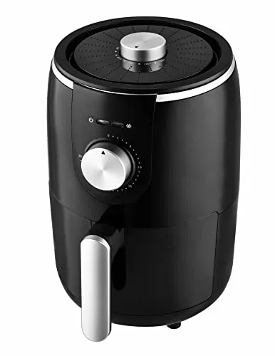 Kalorik TKG FTL 1500 B Heißluftfritteuse mit 2l Fassungsvermögen, zum schonenden Frittieren, regelbare Temperatur 80°- 200°C, 30-Minuten-Timer, 1000 Watt, Schwarz