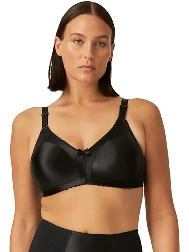 Naturana® Minimizer BH ohne Bügel [Cup B-G] I Maximaler Halt Dank durchdachter Schnittführung & Breiten Trägern I BH Minimizer für eine optisch kleinere Cupgröße 90 Schwarz G