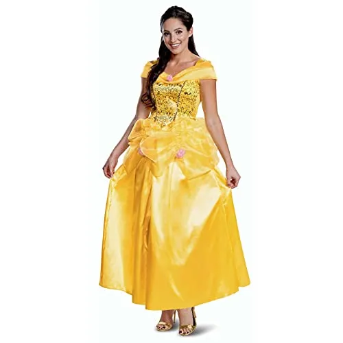 Disney Offizielles Classic Belle Kostüm für Erwachsene, Frauen Prinzessin Kleid Damen Die Schöne und das Biest Halloween Karneval Verkleidung, Größe M