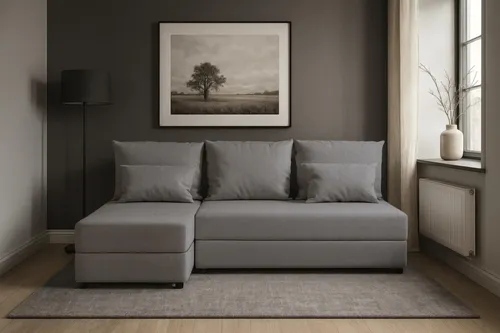 AX LIVING Ecksofa Grau Dolceo 206 cm mit Schlaffunktion