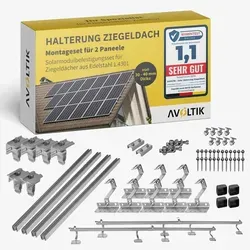 Avoltik Solar-Halterung Ziegeldach Montageset für 2 Solarmodule - Solarmodul-Halterungen, robust und wetterfest für eine zuverlässige Befestigung Ihrer Solaranlage auf Ziegeldächern.