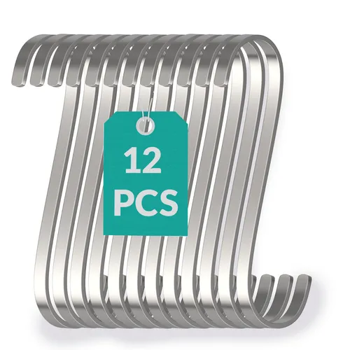 S-Haken Flach 8cm Edelstahl Fleischer Küchen Universal Räucher Metall Haken 12