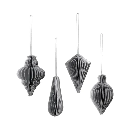 broste Copenhagen Christmas Mix Papierhänger Silver Glitzer Set4
