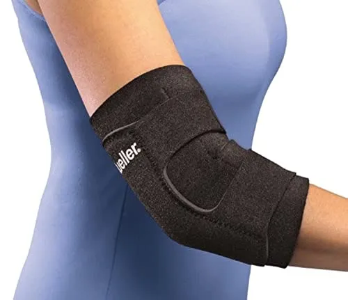Mueller Sports Medicine Ellenbogenbandage Elbow Support, Universalgröße - Armbandagen für Überbelastungen und Muskelschmerzen, wärmend und hautfreundlich mit praktischem Verschluss-System.
