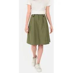 camel active Damen Rock aus leichtem Baumwoll-Leinen Mix in Olivgrün - Leichter Damenrock aus Baumwoll-Leinen-Mix, ideal für den Sommer mit seitlichen Einstecktaschen und eleganter A-Linien Form.