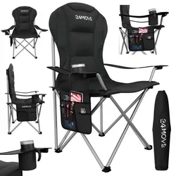24MOVE® Campingstuhl Salvador - Faltbar & Gepolstert - Camping-Möbel mit Tragetasche, bis 150kg belastbar. Genießen Sie ultimativen Komfort und Entspannung bei jedem Outdoor-Abenteuer!