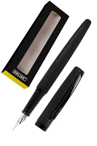 ONLINE Füllhalter Eleganza I Metall I Schwarz I Federstärke M (mittel) I Metallclip I inkl. Tintenpatrone blauschreibend I Füller für Standard-Tintenpatronen in Geschenkverpackung