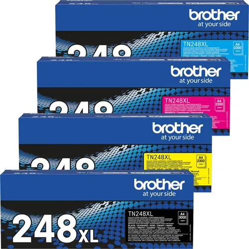 Brother Original TN-248 XL Toner 4er Multipack - Tonerkassetten für hochwertige Druckergebnisse, enthält cyan, magenta, gelb und schwarz für brillante Farben und gestochen scharfe Texte.