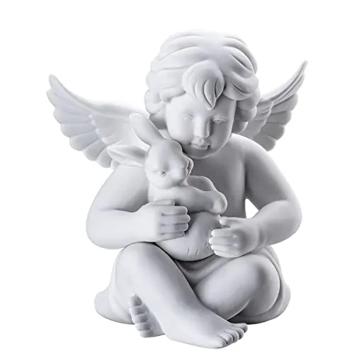 Arzberg Engel mit Hase Weiss Matt 14 cm - Sammlerfigur aus hochwertigem Porzellan, elegant in weißer Matt-Optik, ideal für Sammler und als stilvolle Dekoration.