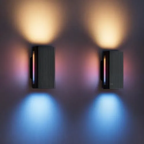 Govee Outdoor UpDown Wandleuchte RGBICWW - 2er-Pack - Wetterfeste LED Wandleuchte mit 1400LM, 64 Szenenmodi und smarter Steuerung über Alexa und Google Assistant, ideal für beeindruckende Außenbeleuchtung.