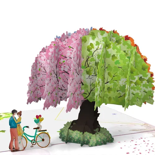 LIMAH® Pop-Up Karte Baum vier Jahreszeiten/ Hochzeitskarte / Valentinstag Karte