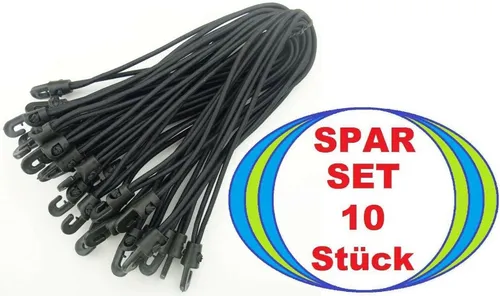 10x Zelt Planen Spanner 25 cm SCHWARZ Planenspanner Spann Gummi Haken Spannfix