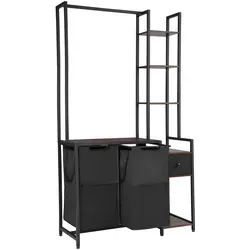 VEVOR Wäschekorb Wäschesortierer mit 2 Fächern - Wäschesammler aus strapazierfähigem 600D Oxfordstoff, mit 2 Fächern und 1 Schublade für effiziente Wäschetrennung und einfachen Transport. Ideal für die Waschküche!