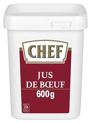 CHEF Rinderjus, Ideal für kurzgebratene Rindfleischgerichte und Steaksaucen, intensiver Rindfleischgeschmack, ergibt 10L, 1er Pack (1 x 600g GastroBox)