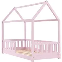 Juskys Kinderbett Marli STR OS - Rose, 160 x 80 cm - Babybetten & Kinderbetten - Modernes Hausbett mit Rausfallschutz und stabiler Liegefläche, ideal für Kinder von 3 bis 10 Jahren.