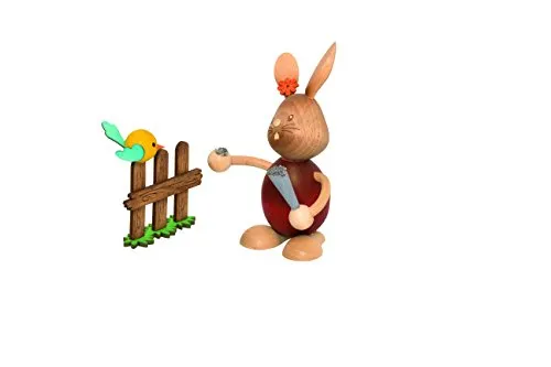 Stupsi Hase mit Vogel in rot von Kuhnert