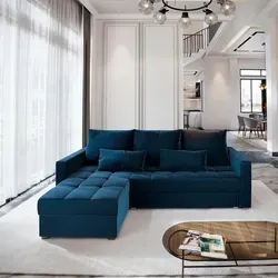 Masseno Ecksofa KOS PIK mit Schlaffunktion - Blau - Sofa mit Bettkasten und eleganter L-Form, bietet zusätzlichen Stauraum und wird zum idealen Schlafplatz für Gäste. Perfekt für stilvolle Wohnräume!